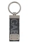 Dolce & Gabbana Fabric Key Ring With Logo In Black