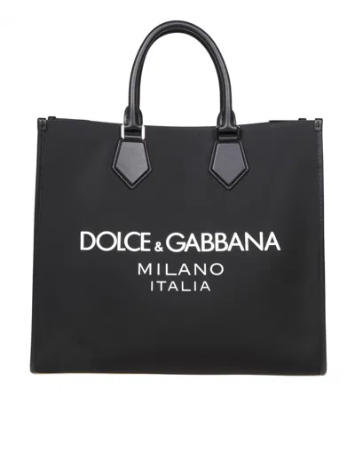 Dolce & Gabbana Fabric Shopping Bag In Black / Black