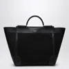 Dolce & Gabbana Black Panama And Leather Top Handle Bag