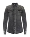 Dolce & Gabbana Black Washed Cotton Snap Long Sleeve Casual Shirt In Black