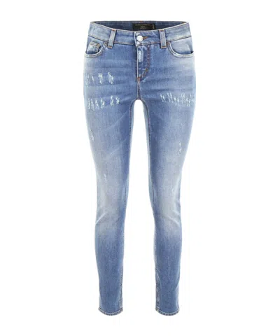 Dolce & Gabbana Faded Skinny Jeans In Blue
