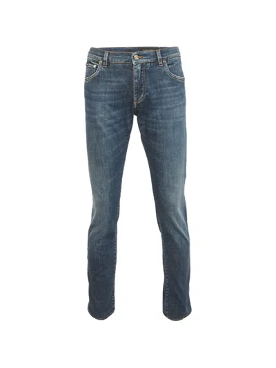 Pre-owned Dolce & Gabbana Faded Slim-fit Jeans In Blue