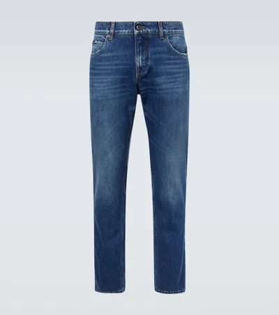 Dolce & Gabbana Faded Straight Jeans In Blue