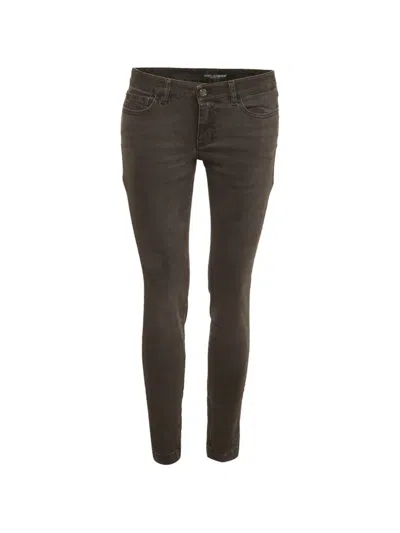 Pre-owned Dolce & Gabbana Faded-finish Skinny Jeans In Gray