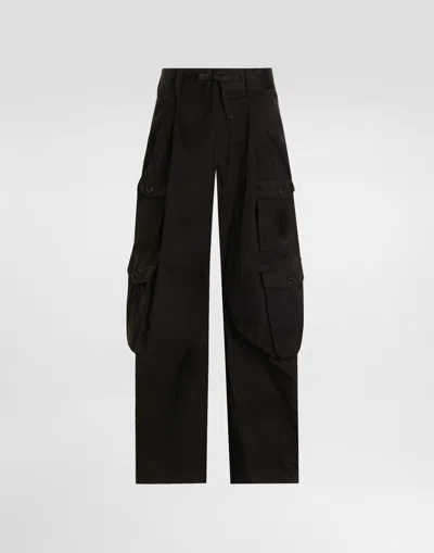 Dolce & Gabbana Faille Cargo Trousers In Black