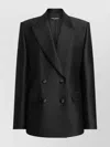 Dolce & Gabbana Tech-gabardine Double-breasted Blazer With Satin Peak Lapel In Black