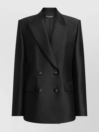 DOLCE & GABBANA FAILLE DOUBLE-BREASTED JACKET PADDED SHOULDERS