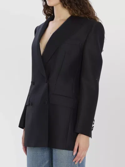 Dolce & Gabbana Faille Double-breasted Jacket Peak Lapels In Black
