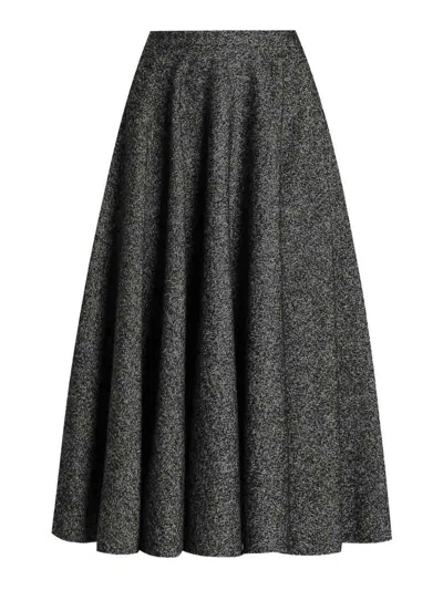 Dolce & Gabbana Midi Circle Skirt In A Dotted Wool Blend In Gray