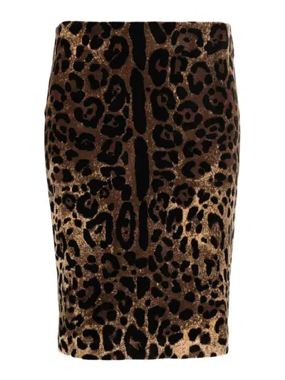 DOLCE & GABBANA LEO PRINT SKIRT