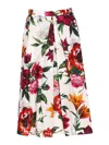 Dolce & Gabbana Multicolor Midi Skirt With All-over Floral Print And Rear Zip Closure In Cotton Woman