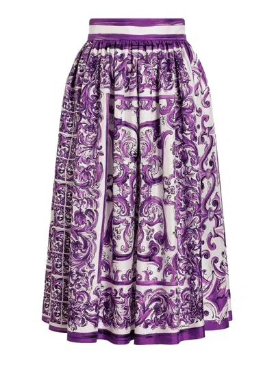 Dolce & Gabbana Majolica-print Midi Skirt In Multi