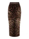 Dolce & Gabbana Chenille Midi Skirt In Estampado Animalier