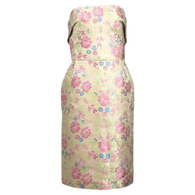 Pre-owned Dolce & Gabbana Dolce Gabbana Fall 1996 Look 20 Jacquard Floral Dress In Sand