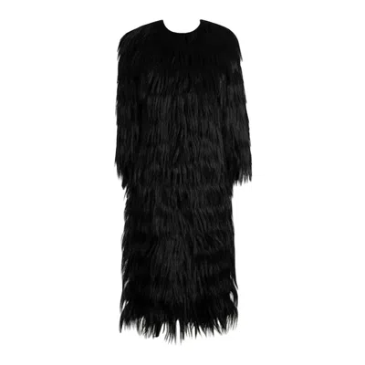 Pre-owned Dolce & Gabbana Fall 1999  Runway Feather Light Black Goat Hair Coat