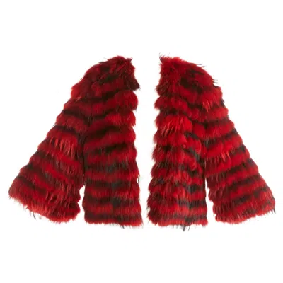 Pre-owned Dolce & Gabbana Fall 1999 Vintage Runway Fur Jacket As Seen On Whitney Houston In Red