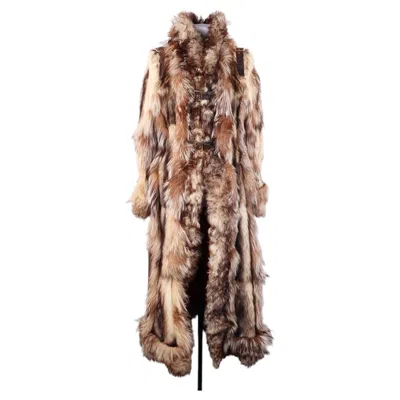 Pre-owned Dolce & Gabbana Fall 2001 — Ferret Fur Coat. Size 42 / It 42 Runway In Brown