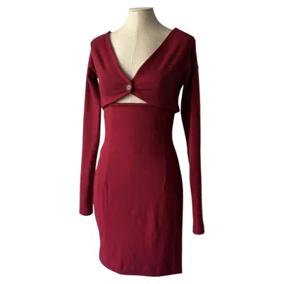 Pre-owned Dolce & Gabbana Fall Winter 1992 Dark Red Cardigan And Skirt Set