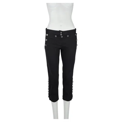 Pre-owned Dolce & Gabbana Fall/winter 2006 Heraldic Button Cropped Pants It40 In Black