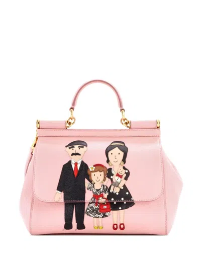 Pre-owned Dolce & Gabbana Family Miss Sicily Bag Patchwork Leather Medium Satchel In Pink