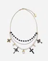 Dolce & Gabbana Family Necklace In Yellow And White Gold Black Sapphires Gold Female Onesize In Gold