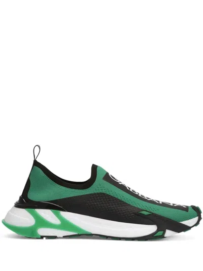 Dolce & Gabbana Sorrento Slip-on Sneakers In Green Black White