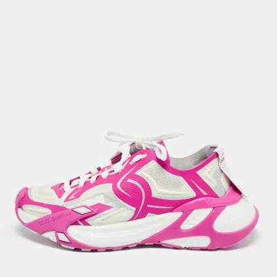 Pre-owned Dolce & Gabbana Fast Panelled Size 37 Pink Mesh Lace Up Sneakers