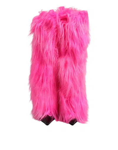 Dolce & Gabbana Faux Fur Boot In Pink