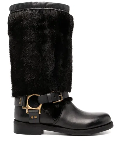 Dolce & Gabbana Faux-fur Boots In Black