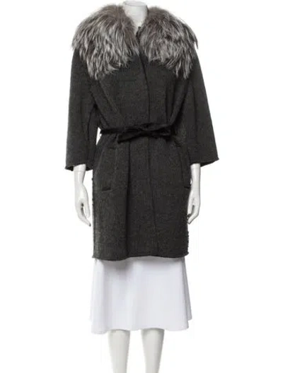 Pre-owned Dolce & Gabbana Faux Fur Coat In Gray