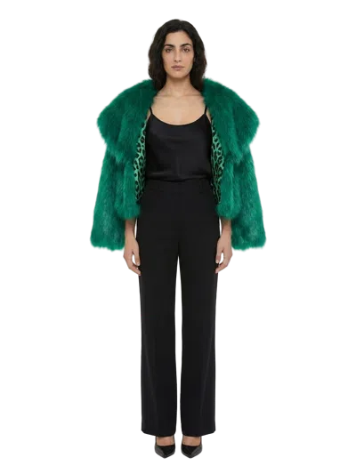 Dolce & Gabbana Faux Fur Coat In Green