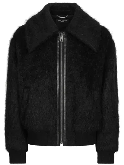 Dolce & Gabbana Mantel Aus Faux Fur In Black