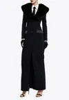 Dolce & Gabbana Faux Fur Collar Long Silk Georgette Coat In Black
