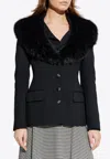 Dolce & Gabbana Tailored Blazer With Fur Collar And Pockets In Black