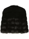 Dolce & Gabbana Faux Fur Cropped Jacket Long Sleeves In Black
