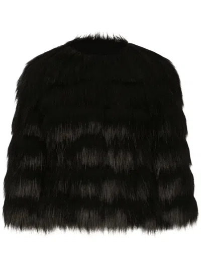 DOLCE & GABBANA FAUX-FUR CROPPED JACKET