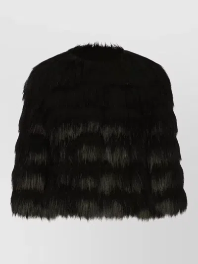 Dolce & Gabbana Faux Fur Cropped Jacket Long Sleeves In Animal Print