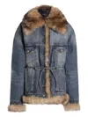 Dolce & Gabbana Faux-fur Detail Denim Coat In Blue