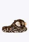 Dolce & Gabbana Faux-fur Leopard Slippers In Brown