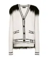 Dolce & Gabbana Logo Striped Trim Cardigan W/ Faux-fur Back In White