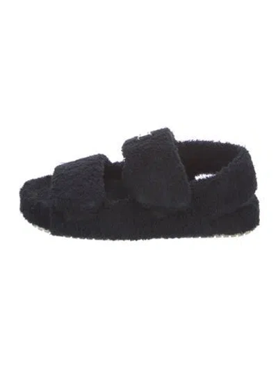 Pre-owned Dolce & Gabbana Faux Fur Sandals In Black