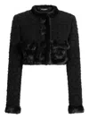 Dolce & Gabbana Faux-fur Trimmed Tweed Jacket In Black