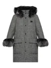 Dolce & Gabbana Faux-fur Trimmed Wool Coat In Gray