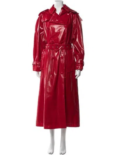 Pre-owned Dolce & Gabbana Faux Leather Trench Coat In Red