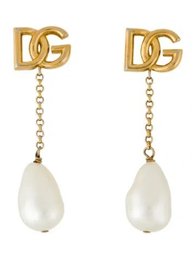Pre-owned Dolce & Gabbana Faux Pearl Drop Clip-on Earring In Multi