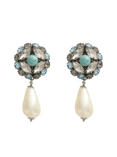 Dolce & Gabbana Faux-pearl Drop Earrings In Blue