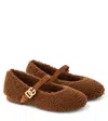 Dolce & Gabbana Faux Shearling Ballet Flats In Brown