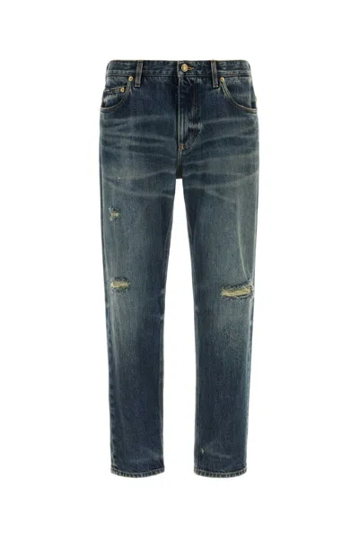 Dolce & Gabbana Mid Rise Denim Jeans Belt Loops In Blue