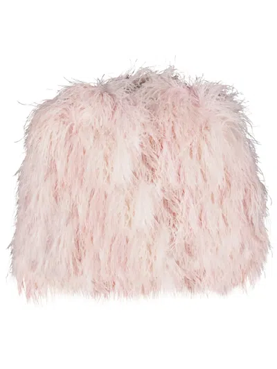 Dolce & Gabbana Feather-detail Cropped Jacket In Pink