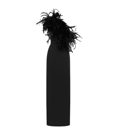 Dolce & Gabbana Feather-detail Maxi Dress In Schwarz